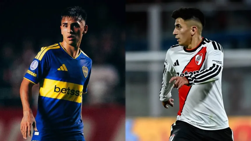Milton Delgado y Thiago Almada en la previa del Superclásico